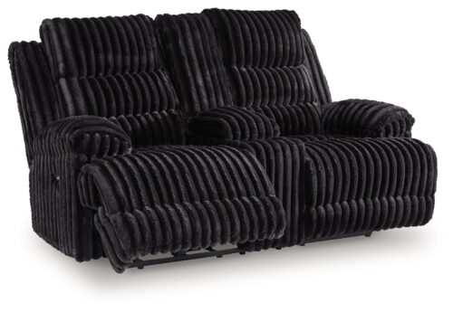 Rhine Falls - Onyx - Double Reclining Power Loveseat With Console