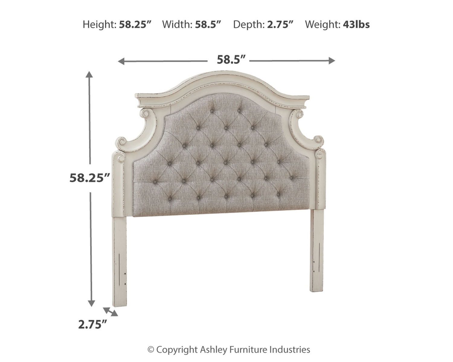 Realyn - Chipped White - Full UPH Panel Headboard - Image 4