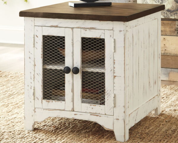 Wystfield - White / Brown - Rectangular End Table - 2 Doors - Image 4