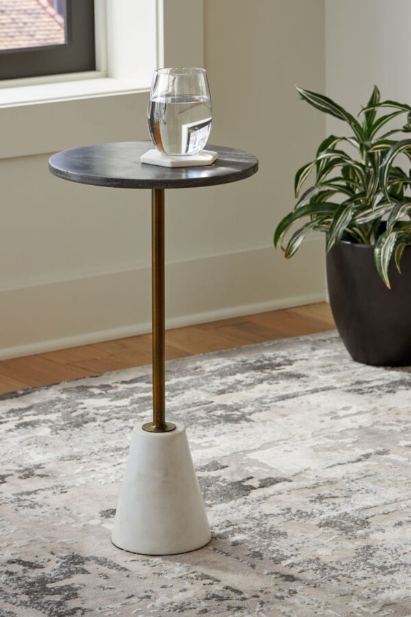 Caramont - Black / White / Gold Finish - Accent Table with White Base - Image 3
