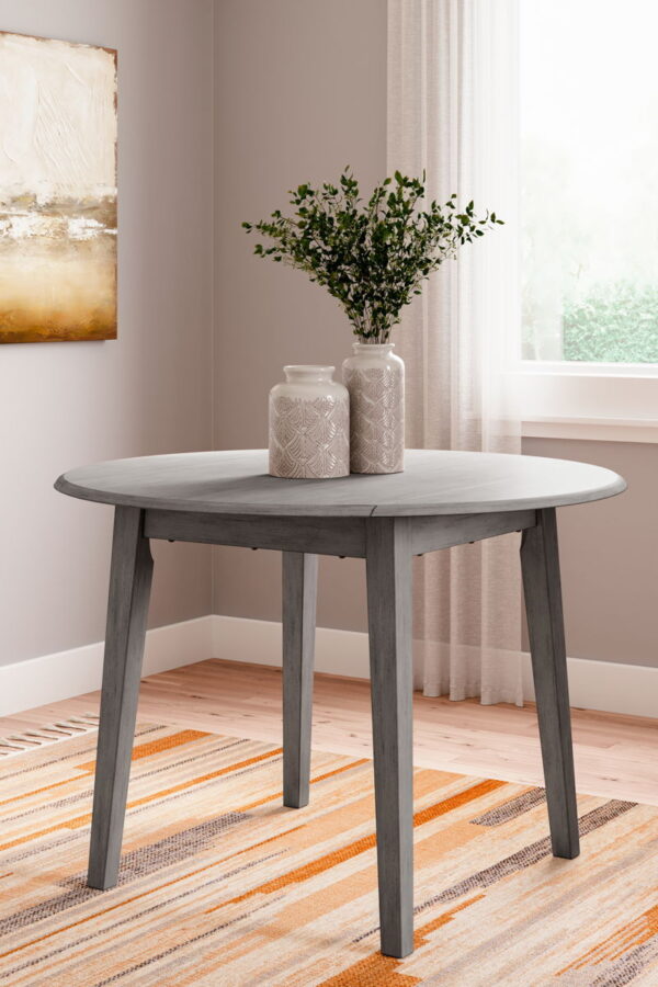 Shullden - Gray - Round Drm Drop Leaf Table - Image 3