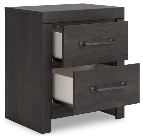 Hollivern - Dark Gray - Two Drawer Night Stand - Image 2