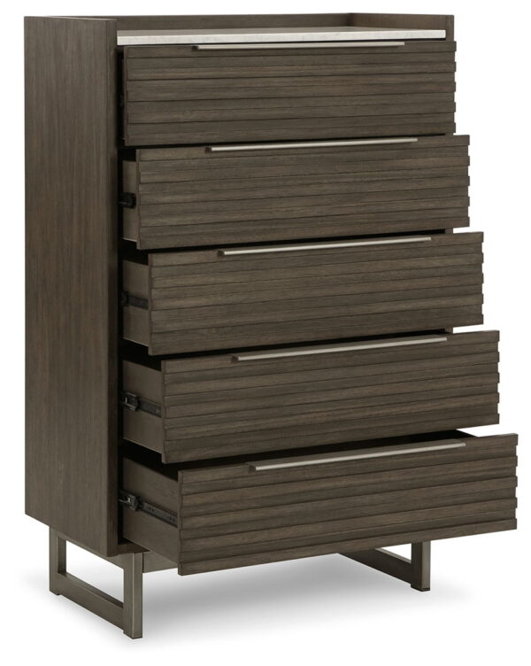 Arkenton - Grayish Brown / White - Five Drawer Chest - Image 2