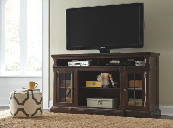 Roddinton - Dark Brown - 2 Pc. - 74" TV Stand with Electric Infrared Fireplace Insert - Image 4