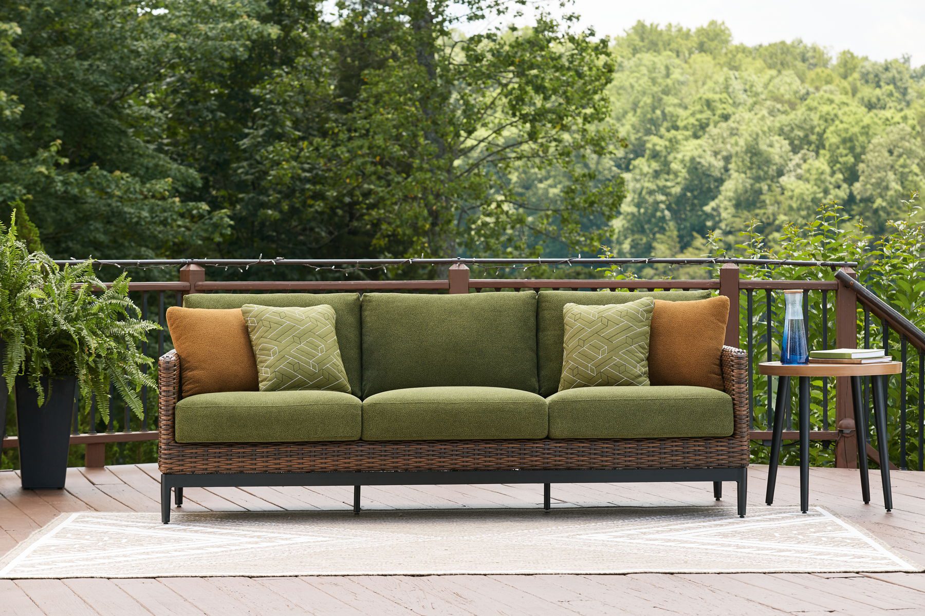 Horizon Hall - Brown / Green - Sofa With Cushion - Image 3