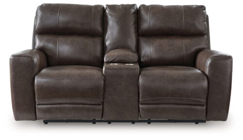 Crossplex - Smoke - Power Recline Loveseat / Console / Adjustable Headrest
