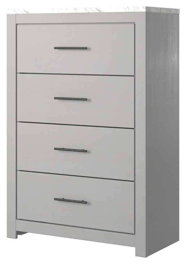 Cottonburg - Light Gray / White - Four Drawer Chest - Image 2