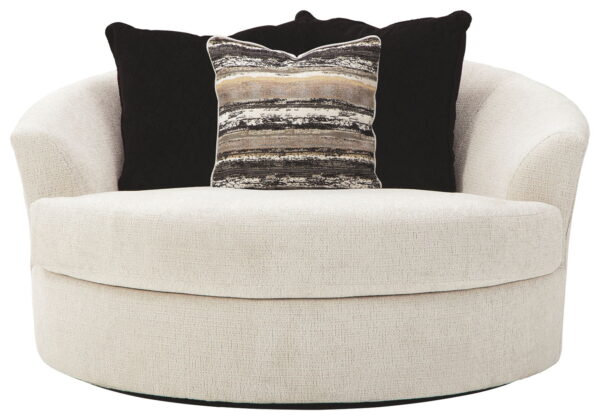 Cambri - Snow - Oversized Round Swivel Chair - Image 2