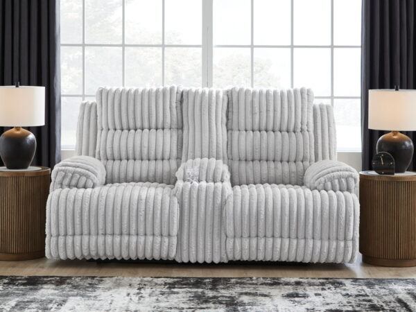 Rhines Falls - Alloy - Double Reclining Power Loveseat With Console - Image 2