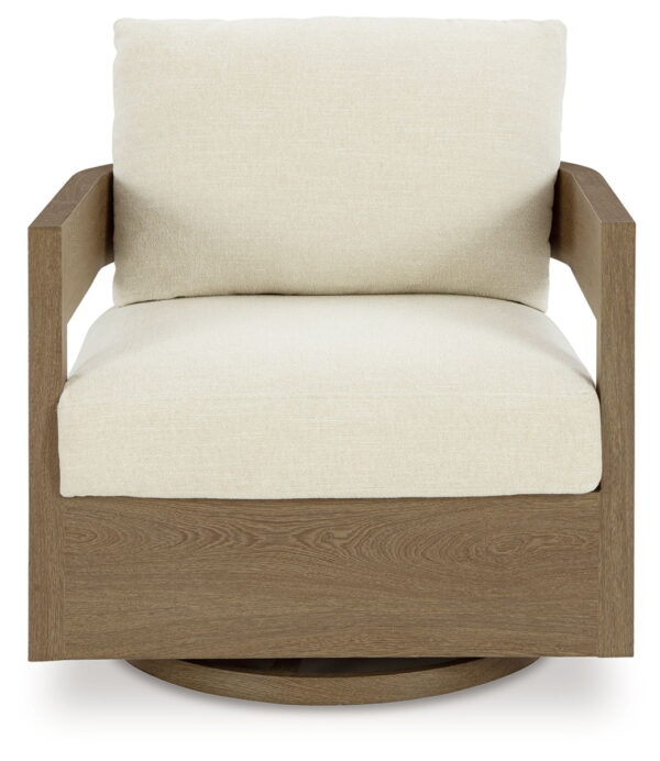 Serene Bay - Dark Brown / White - Swivel Glider Chair With Cushion - Image 4