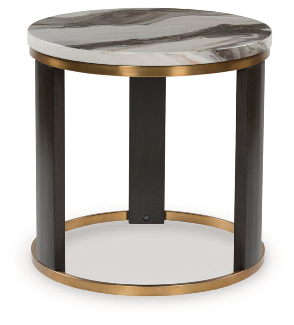 Jazmore - Brown / Brass Finish - Round End Table - Image 4