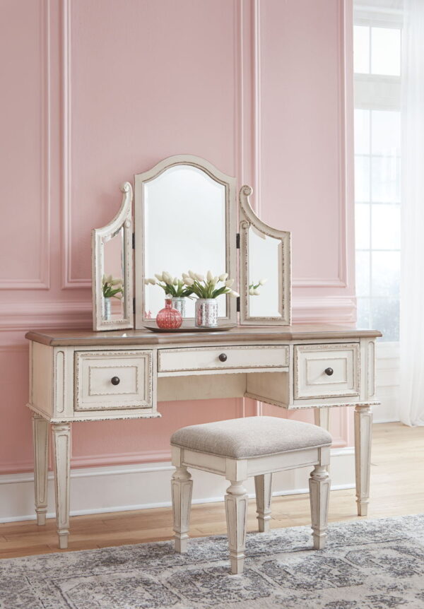 Realyn - White / Brown / Beige - Vanity/Mirror/Stool (Set of 3) - Image 4