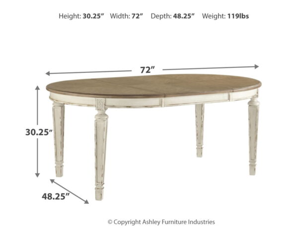 Realyn - Chipped White - Oval Dining Room Extension Table - Image 3