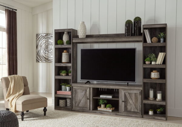Wynnlow - Gray - 4-Piece Entertainment Center With LG TV Stand W/Fireplace Option - Image 3