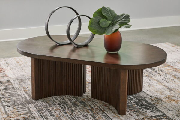 Korestone - Dark Brown - Oval Cocktail Table - Image 3