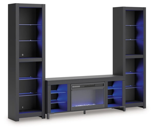Cayberry - Black - 3-Piece Entertainment Center With Electric Fireplace - Image 4