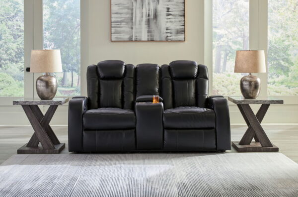 Caveman Den - Midnight - Power Reclining Loveseat with Console/ Adj Hdrst - Image 2