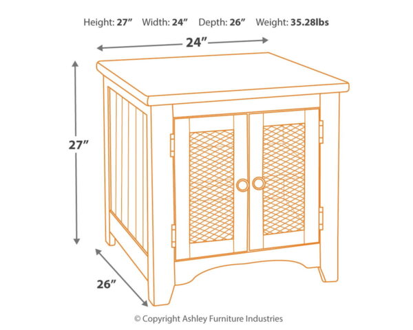 Wystfield - White / Brown - Rectangular End Table - 2 Doors - Image 2