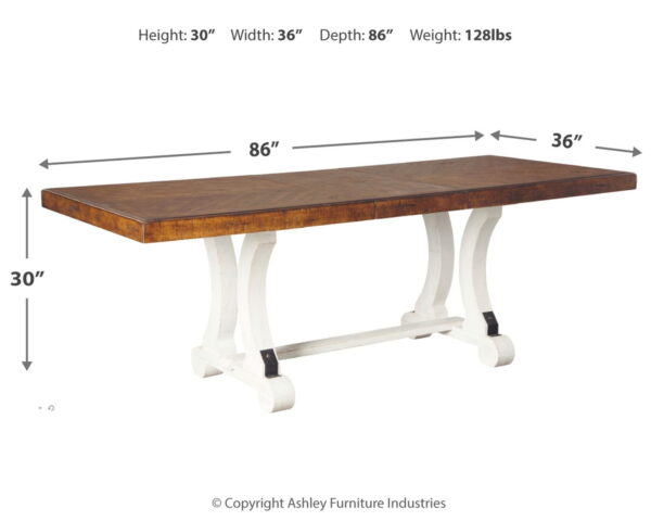 Valebeck - White / Brown - Rectangular Dining Room Table - Image 3