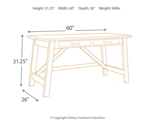 Baldridge - Rustic Brown - Home Office Large Leg Desk - Image 3
