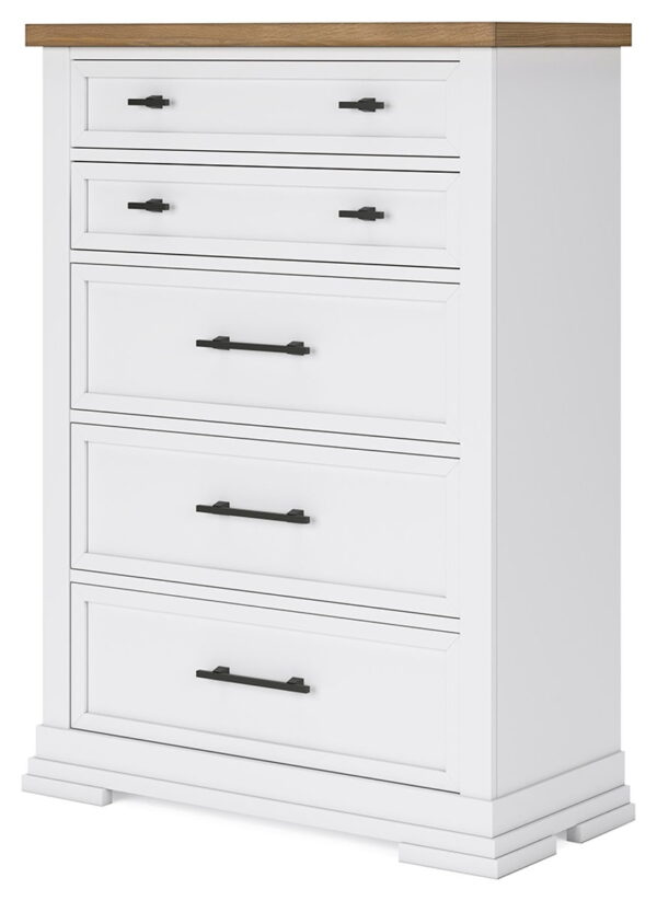 Ashbryn - White / Natural - Five Drawer Chest - Image 3