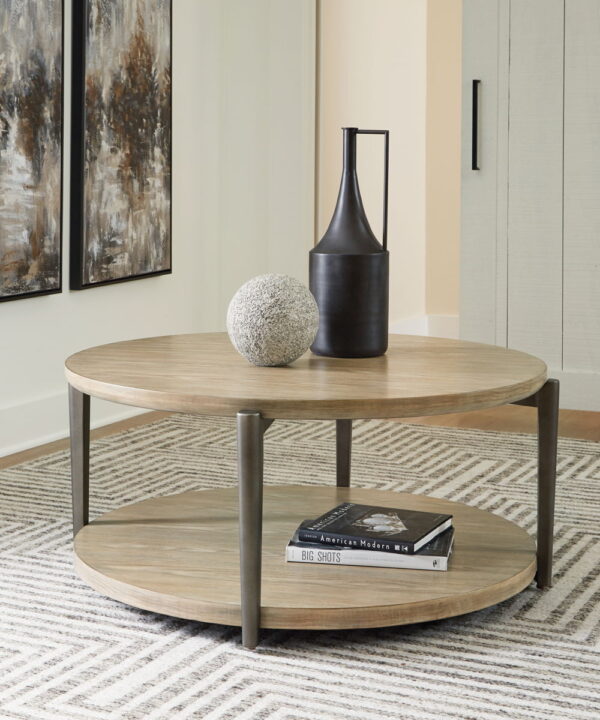 Dyonton - Light Grayish Brown - Round Cocktail Table - Image 3