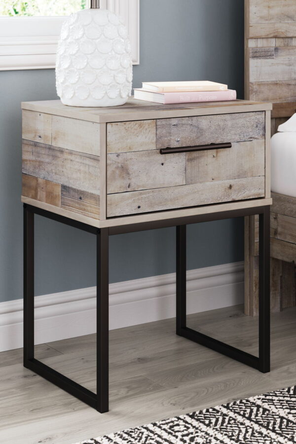 Neilsville - Whitewash - One Drawer Night Stand - Vinyl-Wrapped - Image 2