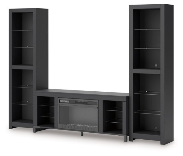 Cayberry - Black - 3-Piece Entertainment Center With Electric Fireplace - Image 2