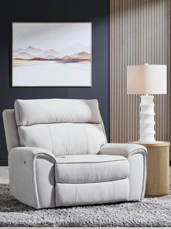 Social Pointe - Pearl / Ash - Power Recliner / Adjustable Headrest - Image 2