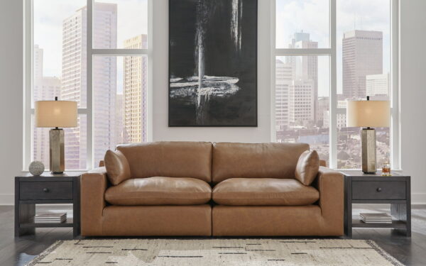 Emilia - Caramel - 3 Pc. - 2-Piece Sectional Loveseat, Ottoman - Image 4