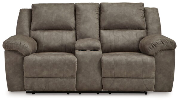 Laresview - Fossil - Dbl Reclining Loveseat with Console - Image 2