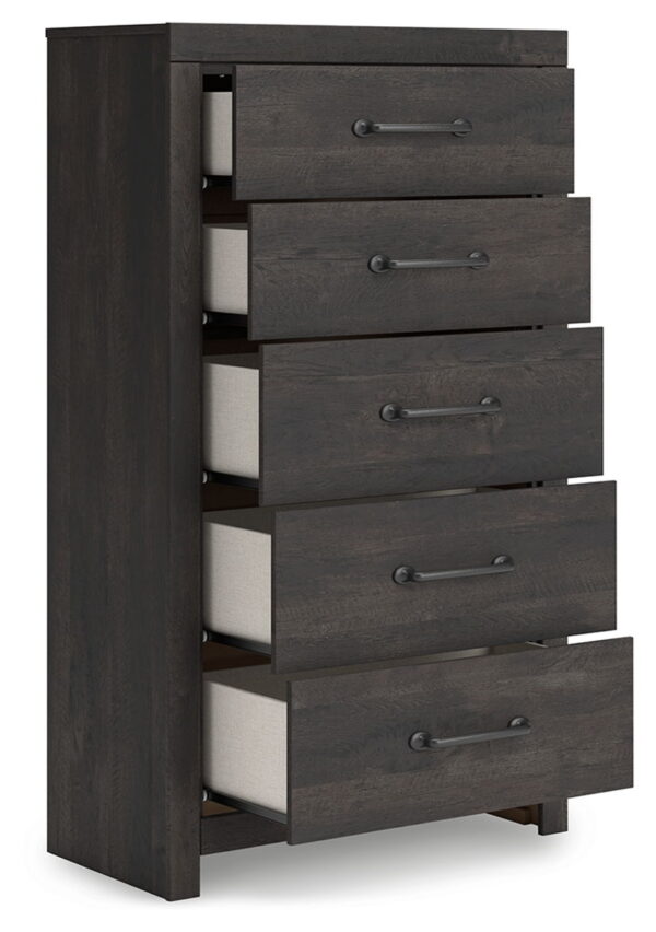 Hollivern - Dark Gray - Five Drawer Chest - Image 2