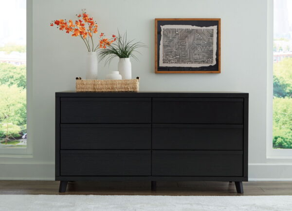 Danziar - Black - Six Drawer Dresser - Image 2