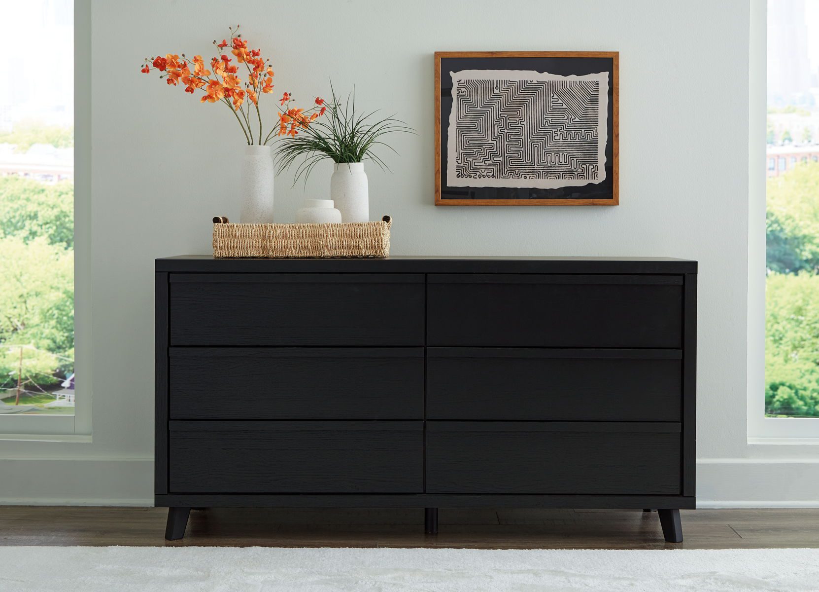 Danziar - Black - Six Drawer Dresser - Image 2