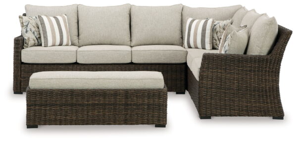 Brook Ranch - Brown - Sofa Sectional, Bench With Cushion (Set of 3) - Image 4