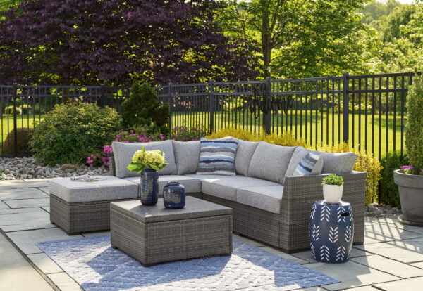 Petal Road - Gray - Loveseat Sectional, Ottoman, Table Set (Set of 4) - Image 2