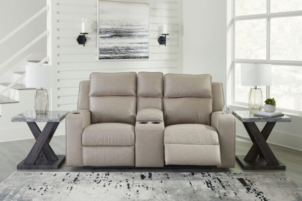 Lavenhorne - Pebble - Dbl Rec Loveseat W/Console - Image 2