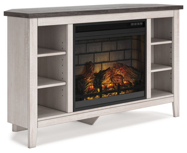 Dorrinson - Corner TV Stand With Fireplace Insert - Image 2