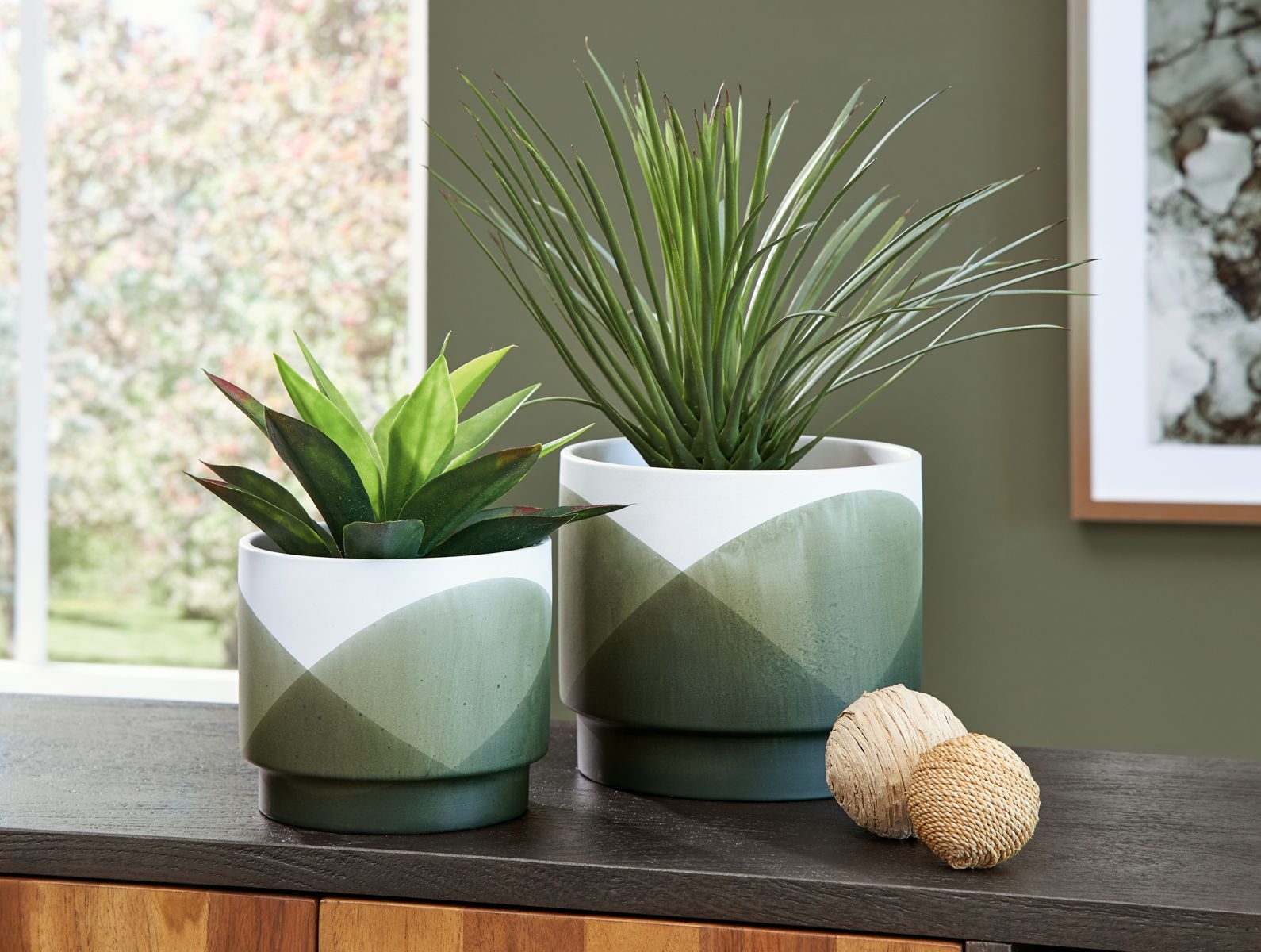 Ardenridge - Green / White - Planter Set (Set of 2) - Image 3