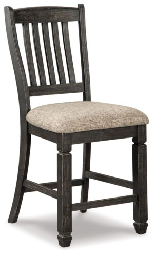 Tyler Creek - Black / Grayish Brown - Upholstered Barstool (Set of 2)