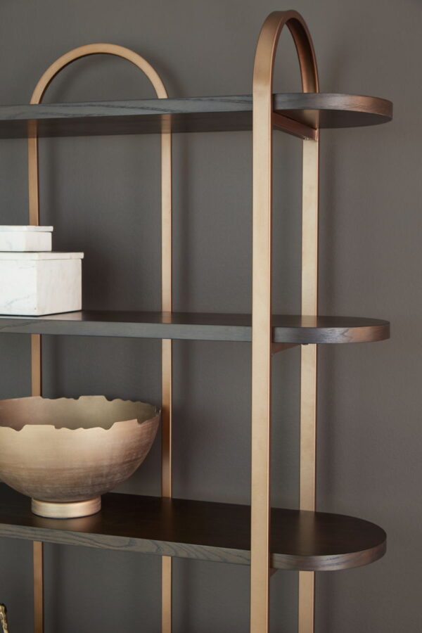 Brentmour - Brown / Gold Finish - Bookcase - Image 4