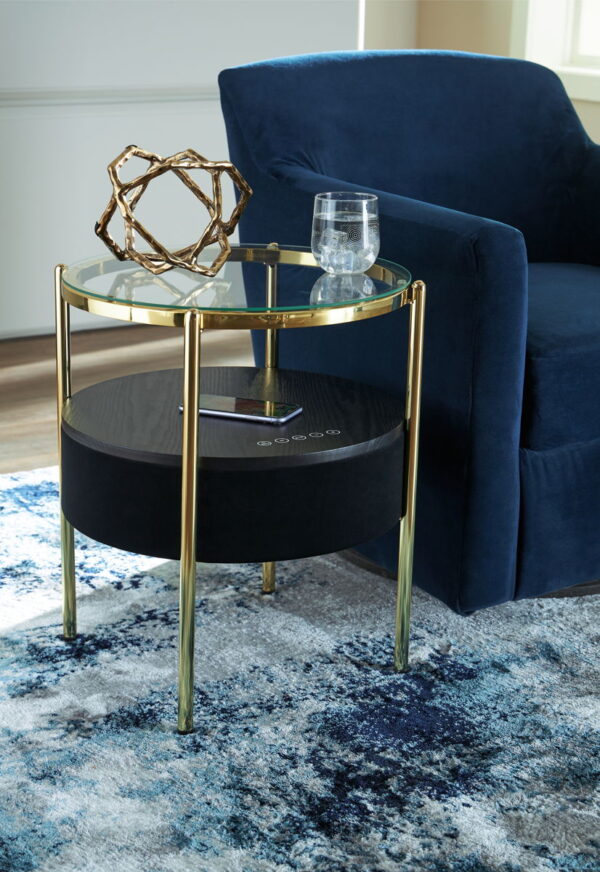 Nedman - Black / Gold Finish - Accent Table With Speaker - Image 4