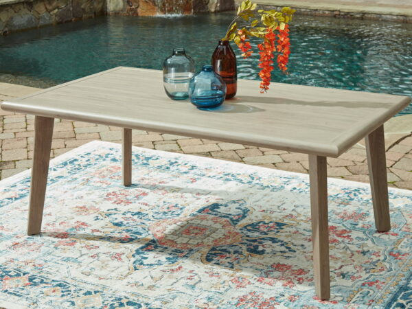 Cliff Trails - Beige - Rectangle Dining Table With Umbrella Option - Image 3
