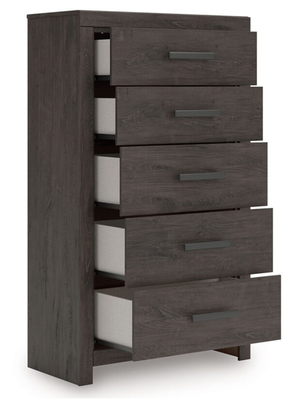 Prendonea - Charcoal - Five Drawer Chest - Image 3