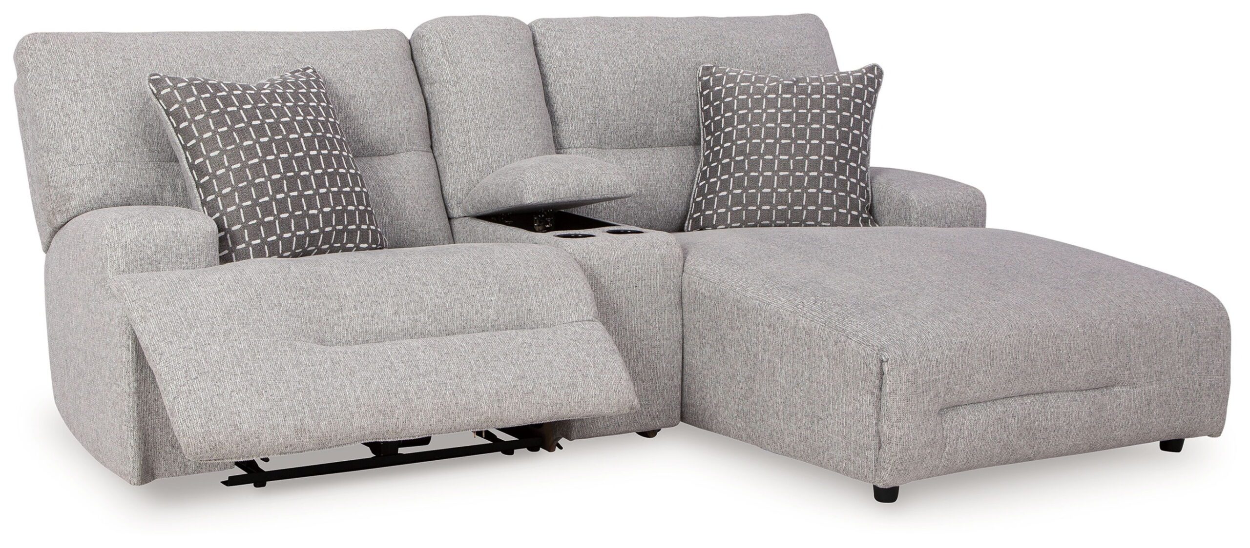 Acklen Place - Pewter - 4 Pc. - 3-Piece Power Reclining Sectional Sofa With Raf Chaise, Wide Seat Power Recliner - Image 4
