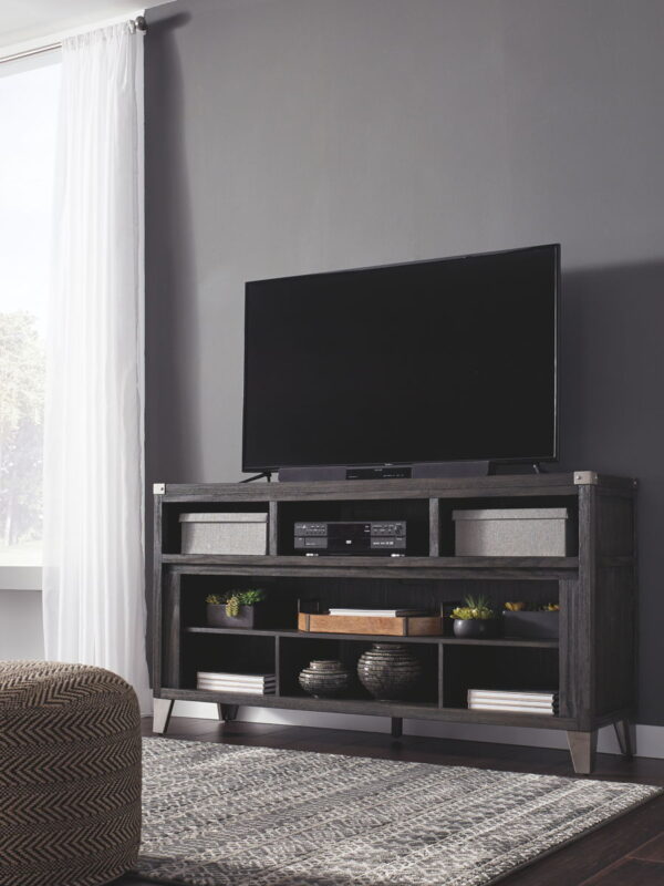 Todoe - Gray - 2 Pc. - 65" TV Stand with Wide Fireplace Insert - Image 4