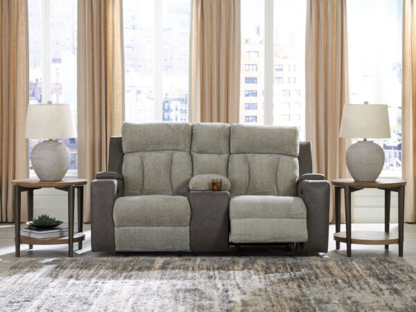 WhipLash - Sisal - Power Reclining Loveseat With Console / Adj Headrest - Image 3