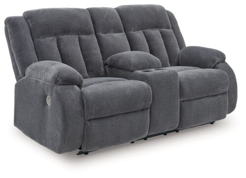 Observation - Steel - Double Reclining Power Loveseat With Console
