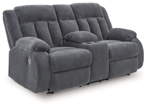 Observation - Steel - Double Reclining Power Loveseat With Console