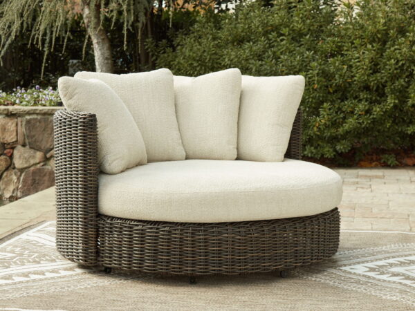 Kimora - Beige / Dark Brown - Swivel Lounge Chair With Cushion - Image 3